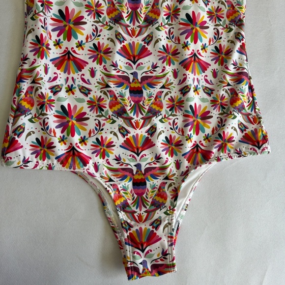 Verde Limon size L Tokyo one piece swimsuit one shoulder white bird print NEW - Picture 12 of 16